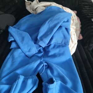 Blue Sweatshirt and Sweatpants Set